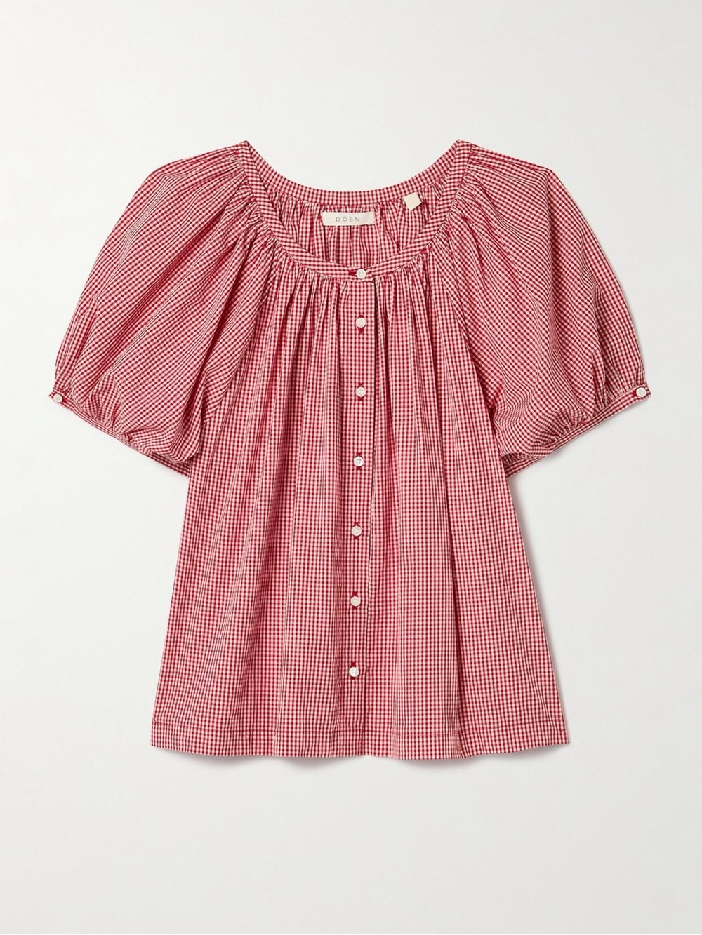 Doen June gathered gingham cotton blouse - size medium